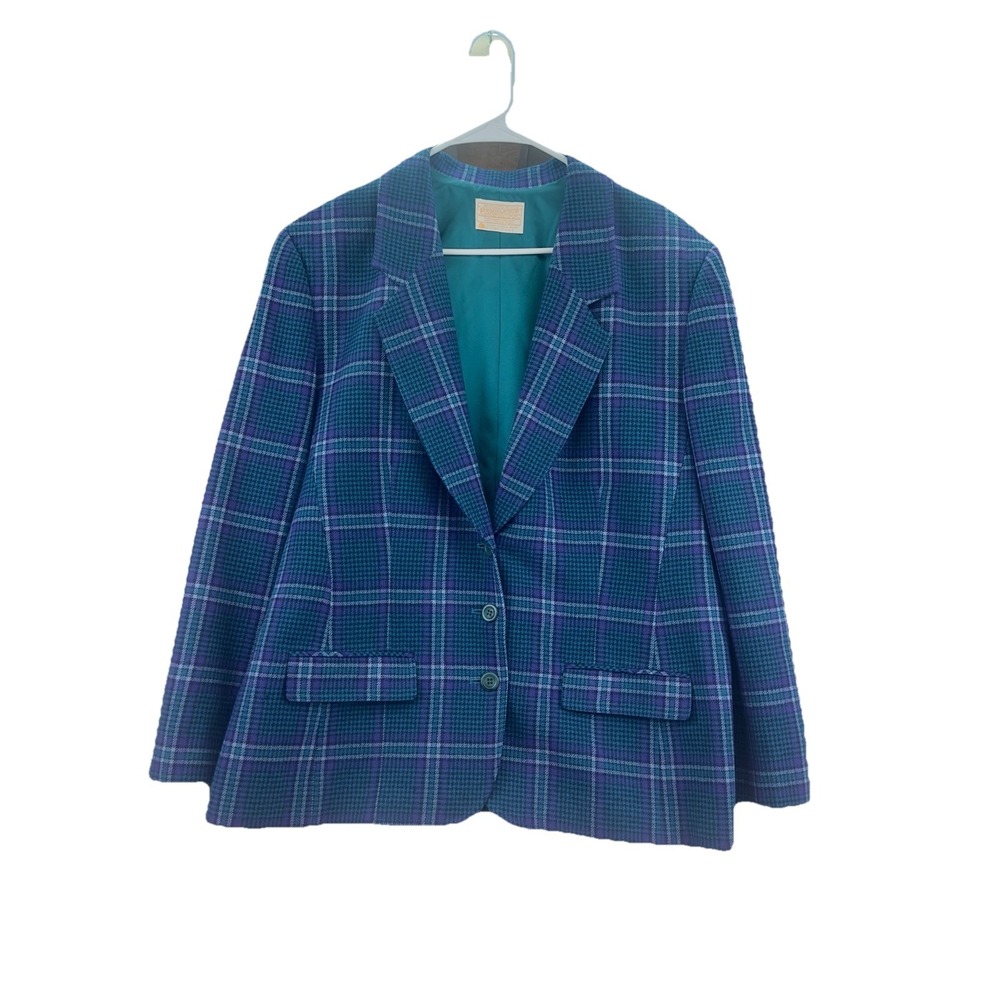 Vintage PENDLETON 100% Virgin Wool Plaid Jacket Blazer Made in USA Women's 18
